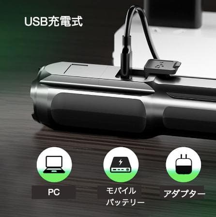 ズーミングライト LEDライト 強力照射 USB充電式 超小型 懐中電灯