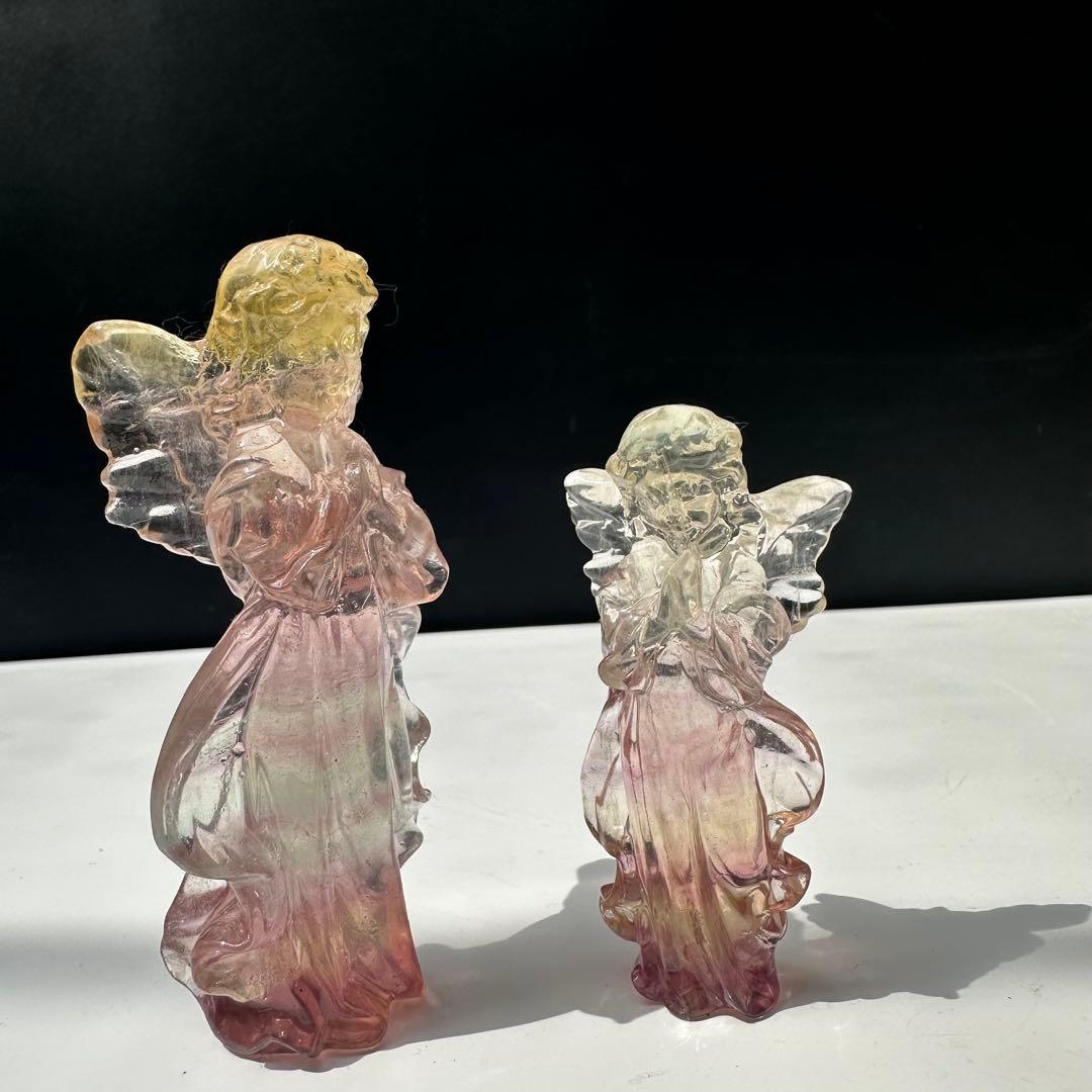天然石天然フローライト エンジェル 彫刻置物｜癒し・守護・幻想カラー天然石