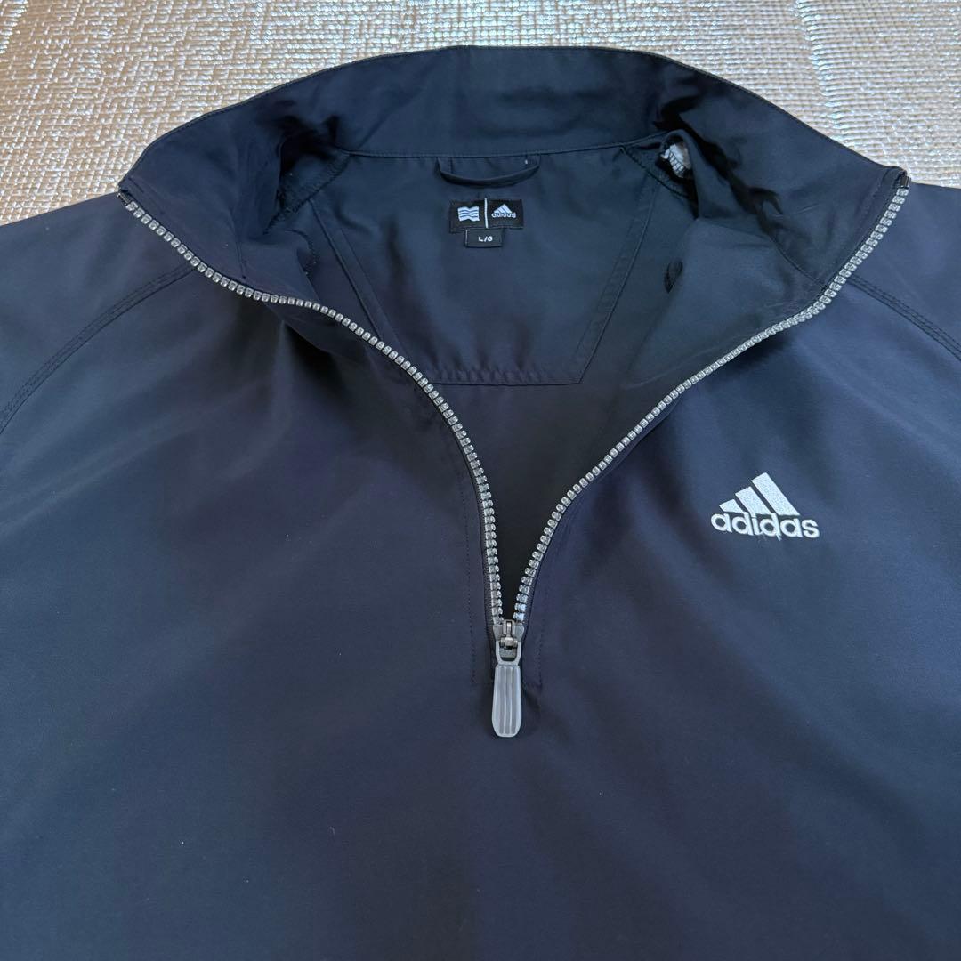 【美品】アディダス ゴルフ 2WAY ハーフジップ ジャケット L 黒 袖取外可