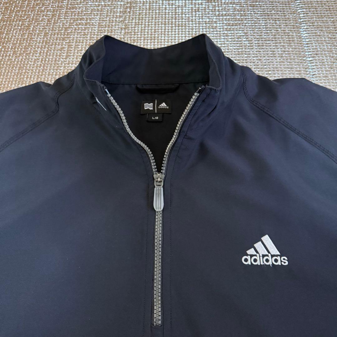 【美品】アディダス ゴルフ 2WAY ハーフジップ ジャケット L 黒 袖取外可
