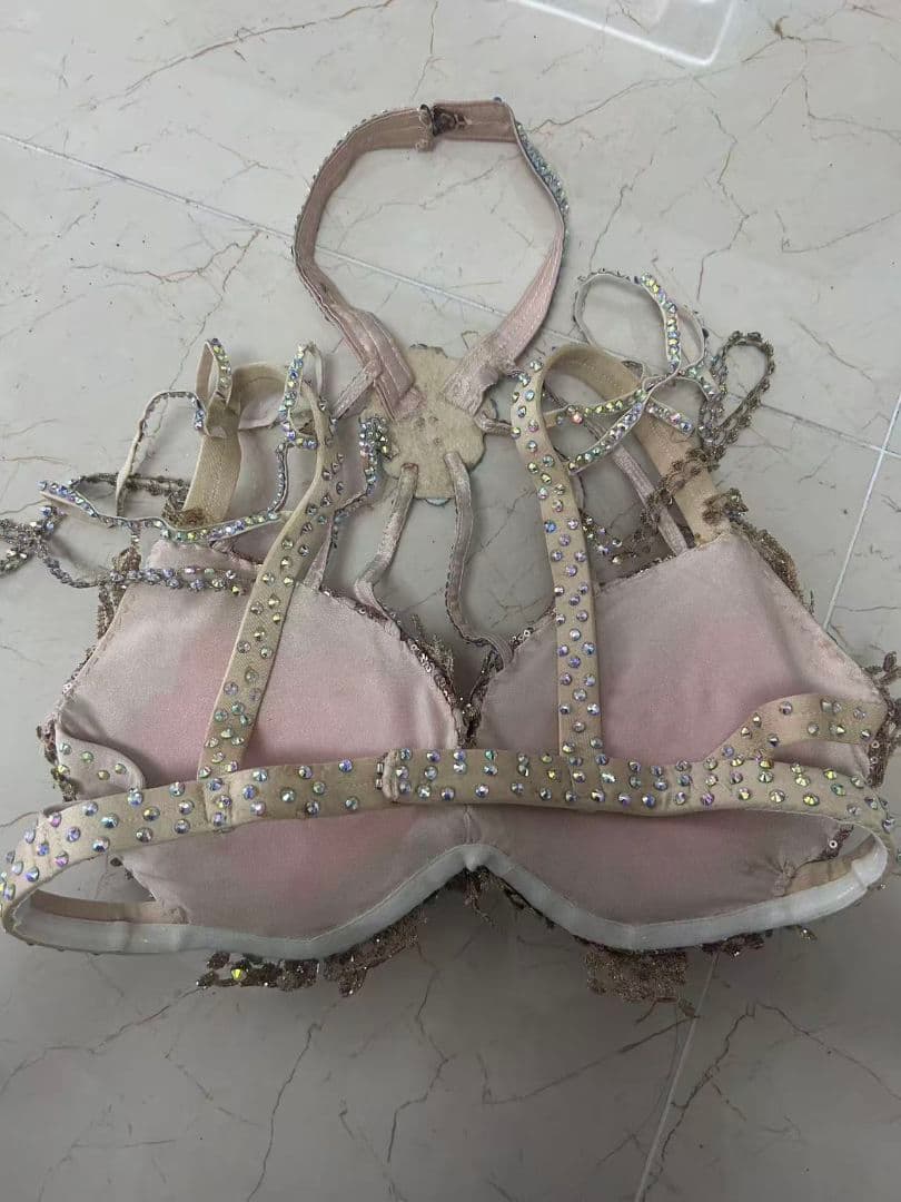 お得 美品一点物 ベリーダンス衣装 ブラスカートセット M コスチューム シルク