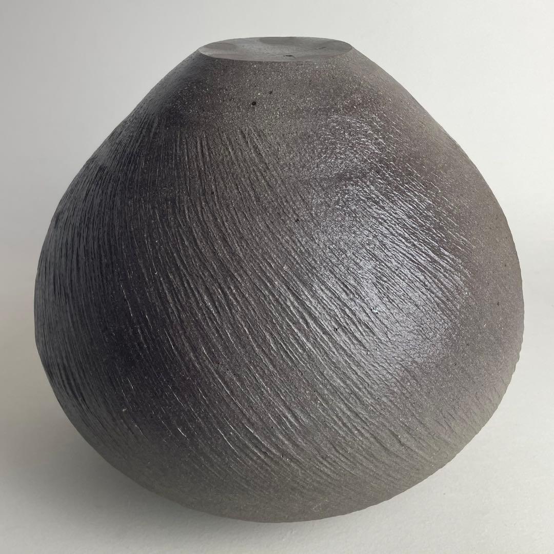 珠洲焼 珠洲 叩き文 燻焼壷 大壷 花瓶 花器 花入 共箱
