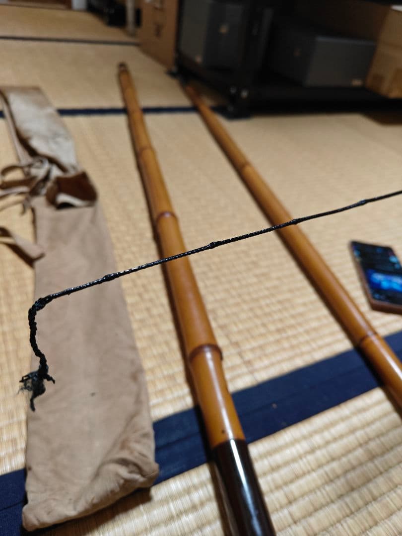 ヘラブナ竿 竹製 収納袋付き　いなり町　奈作竿