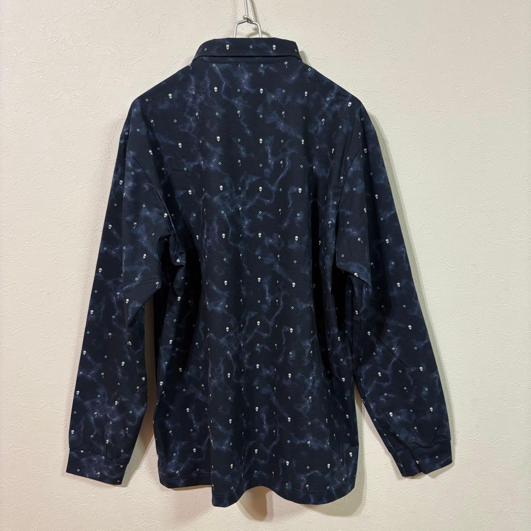 【TravisMathew】新品　プリント長袖ポロ　ゴルフ　メンズＸＬ　ネイビー