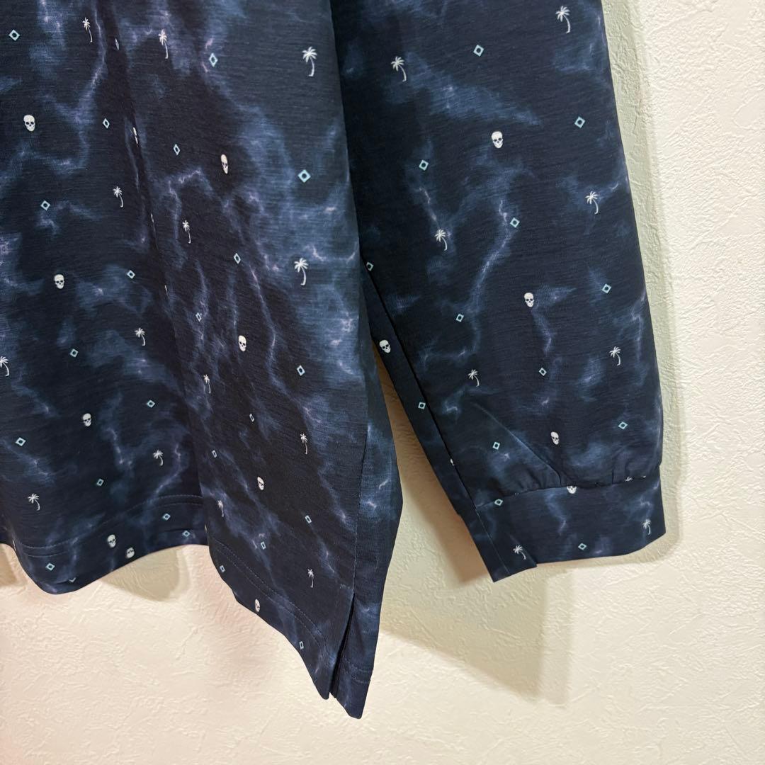 【TravisMathew】新品　プリント長袖ポロ　ゴルフ　メンズＸＬ　ネイビー