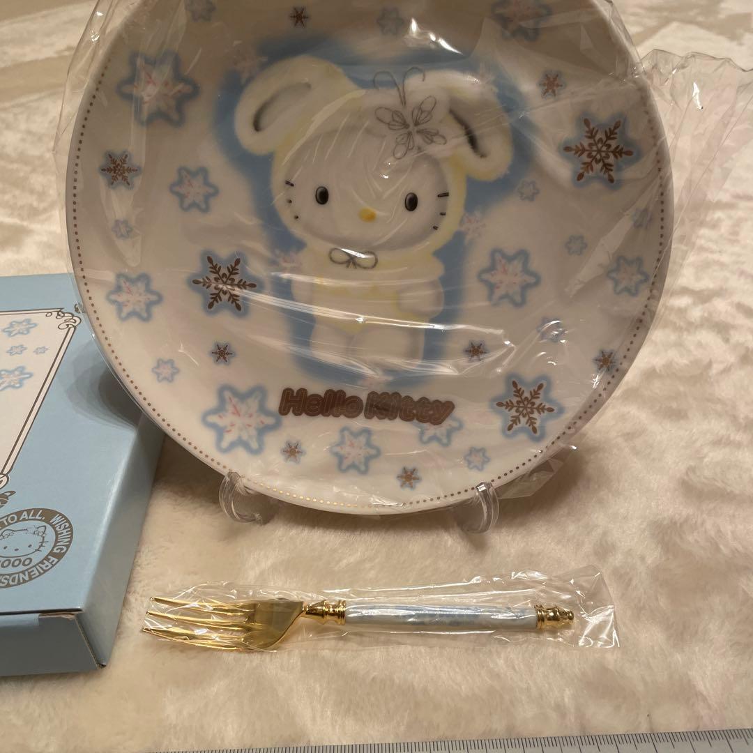 Hello Kitty 2000年製限定25周年記念ケーキ皿フォークセット