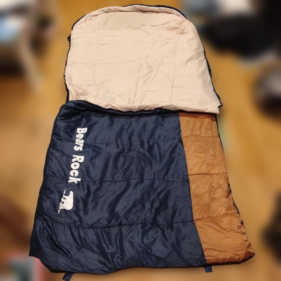Bears Rock 寝袋 ネイビー/ブラウン及び無名毛布