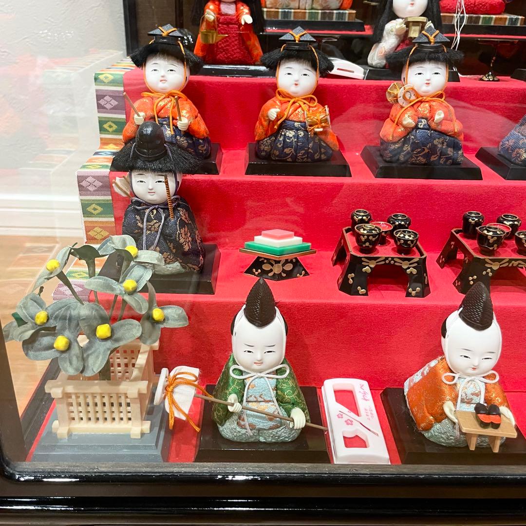 【極美品】お雛様　久月　木目込み　五段飾り　雛人形　ガラスケース