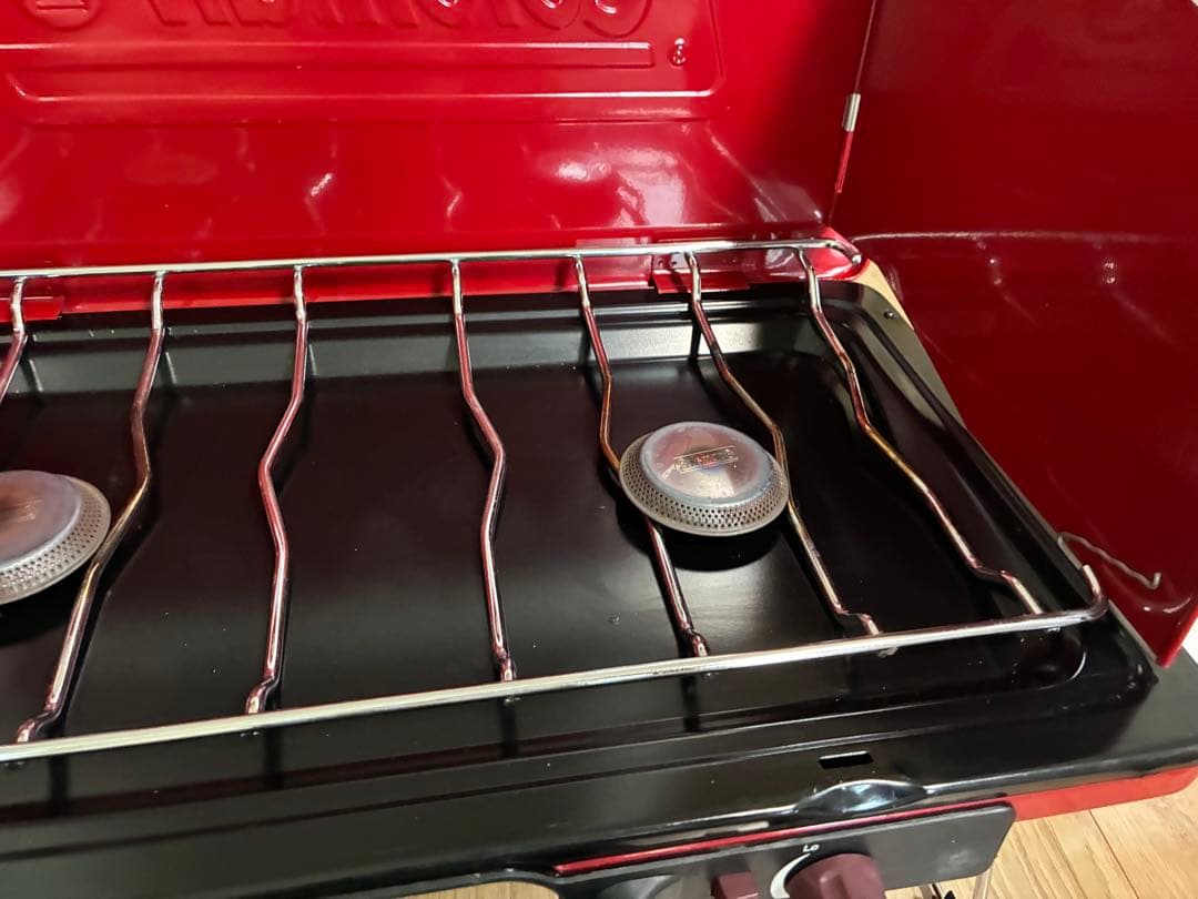 Coleman POWERHOUSE LPツーバーナー　レッド　スタンド付き