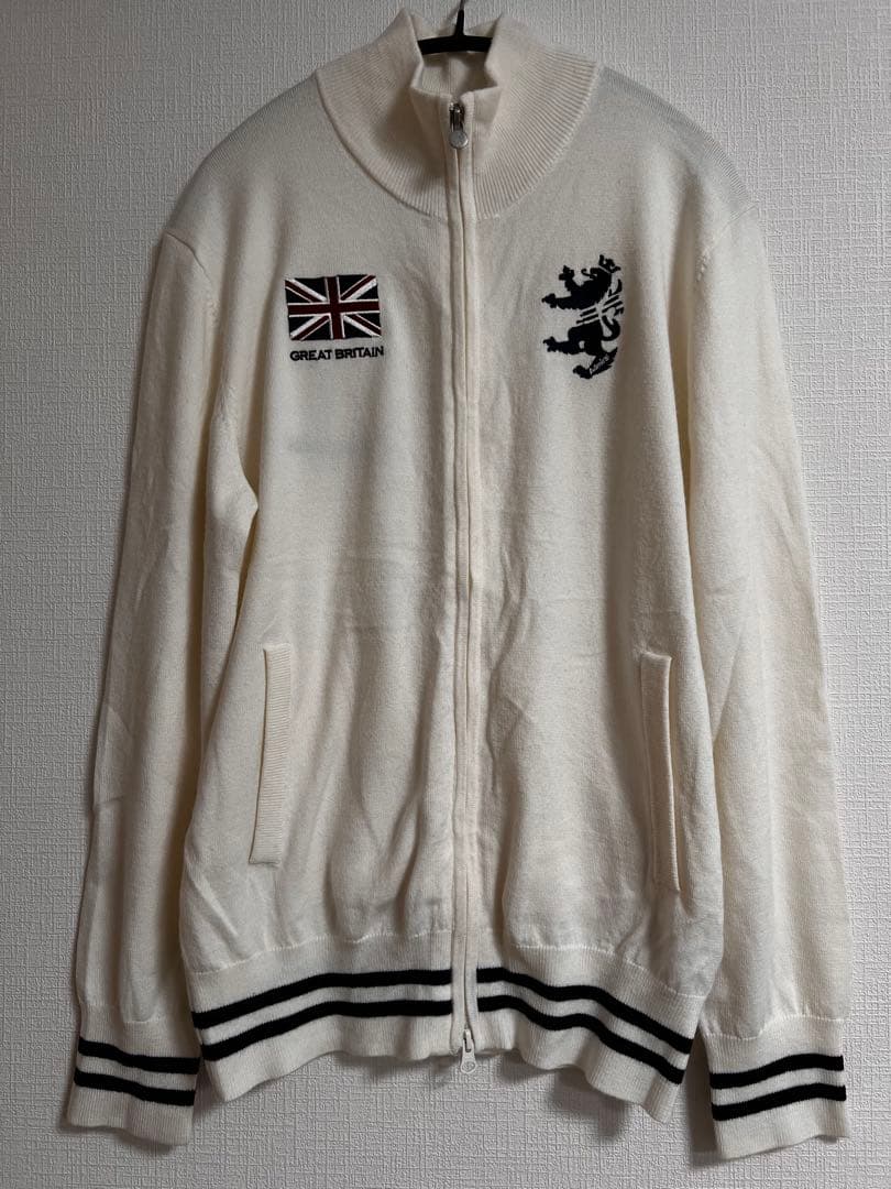 Admiral GOLF フルジップニットジャケット ユニオンジャック 白 L