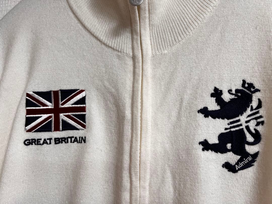 Admiral GOLF フルジップニットジャケット ユニオンジャック 白 L