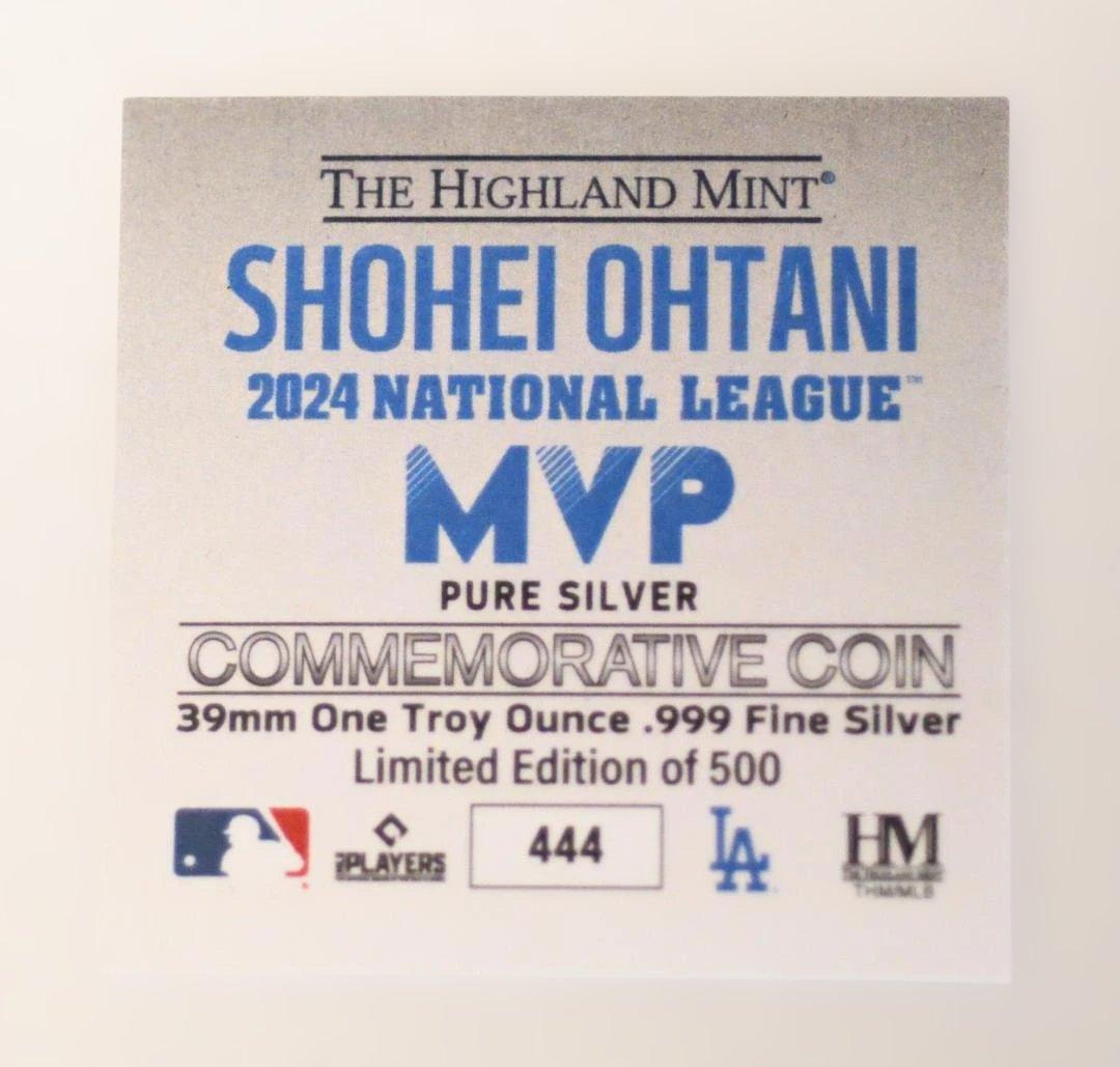 【５００個限定】大谷翔平２０２４ ＮＬ ＭＶＰ受賞記念純銀