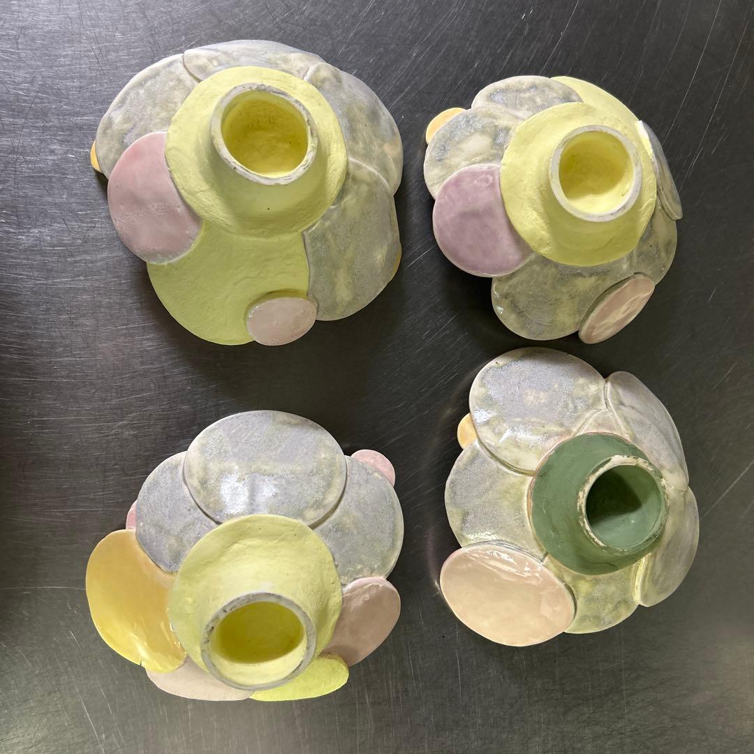 作家物陶器 小皿4枚セット カラフル