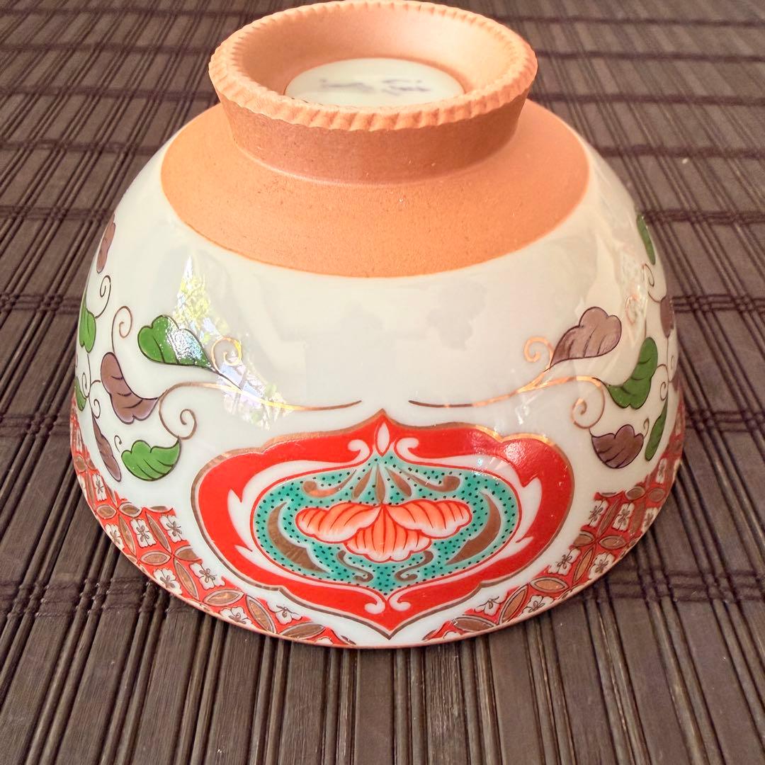 【未使用品】有田焼 南蛮絵変わり古伊万里 吉祥紋高級飯椀 茶碗揃 ご飯茶碗 ５客