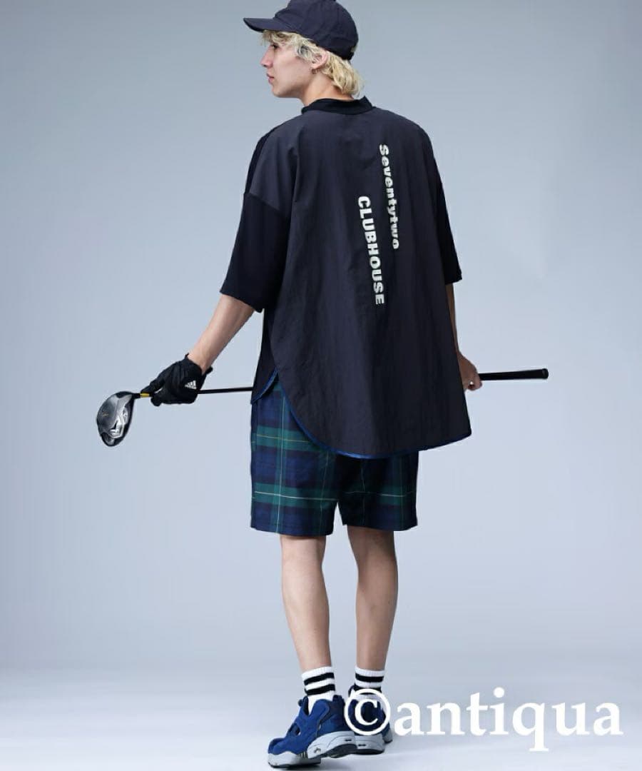 新品タグ付＊ANTIQUA GOLF×STCH＊モックネックトップス LXL 黒
