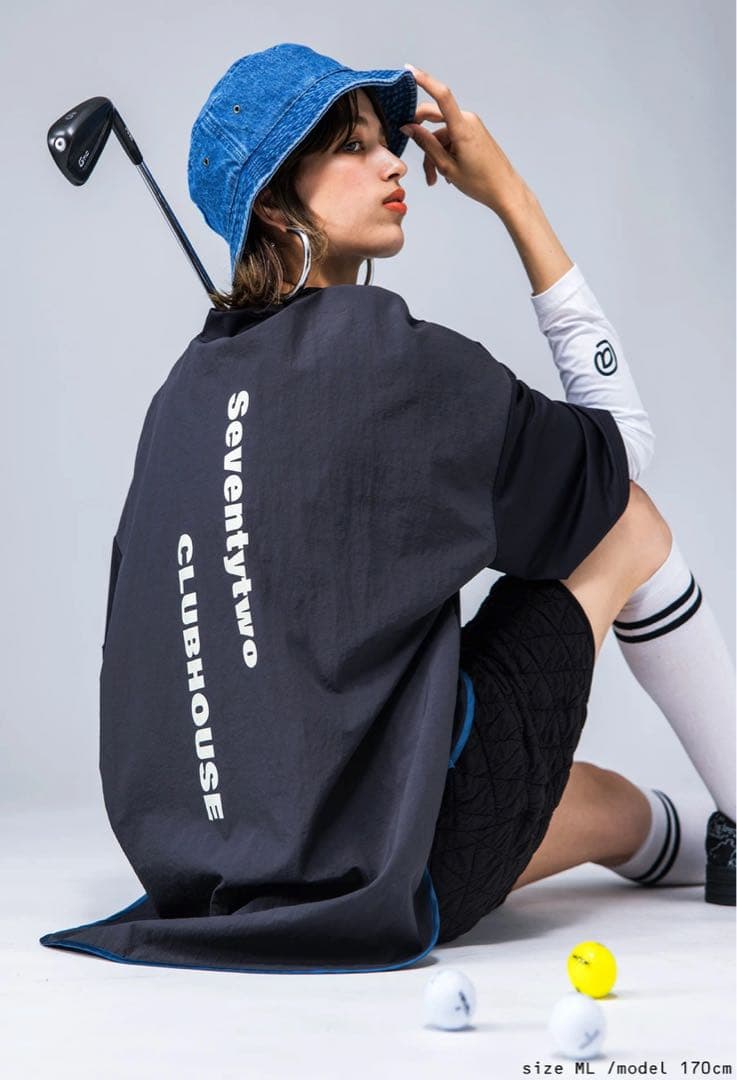 新品タグ付＊ANTIQUA GOLF×STCH＊モックネックトップス LXL 黒