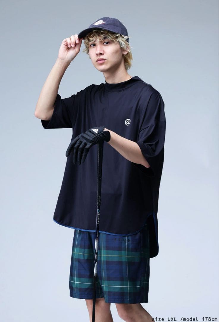 新品タグ付＊ANTIQUA GOLF×STCH＊モックネックトップス LXL 黒