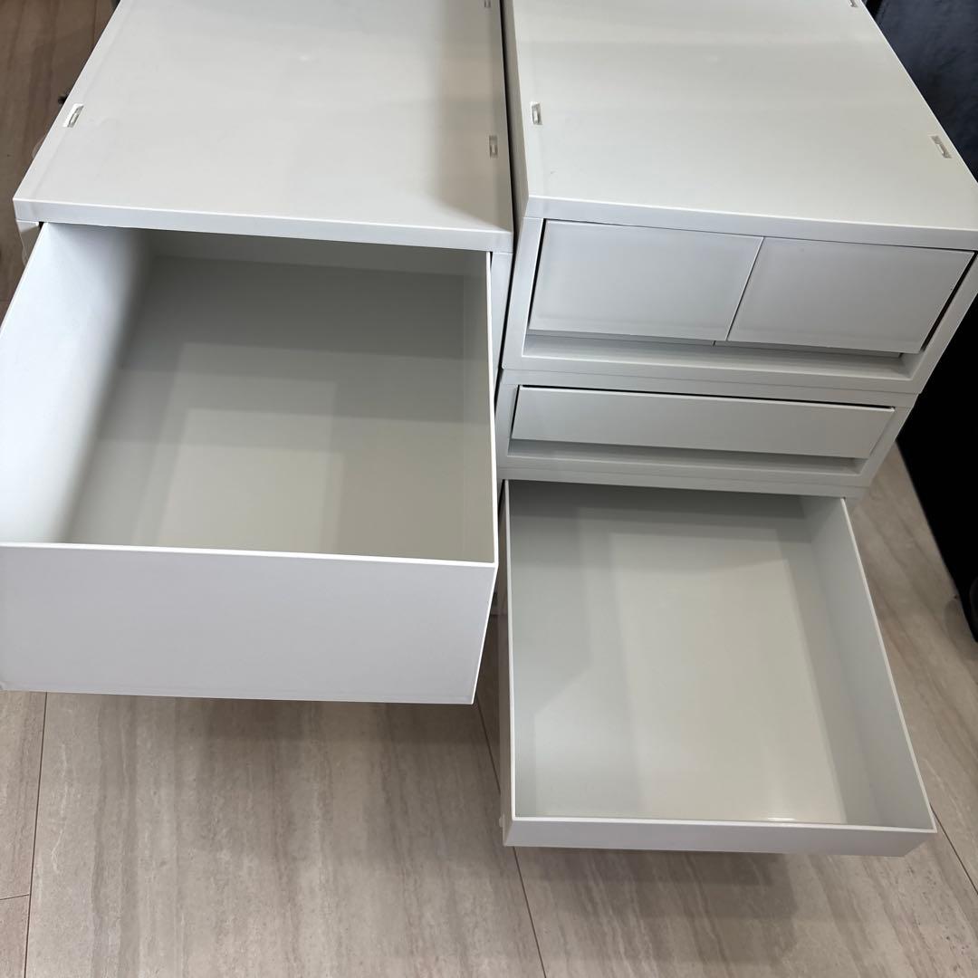 無印良品　ポリプロピレンケース　引出し式　ホワイトグレー
