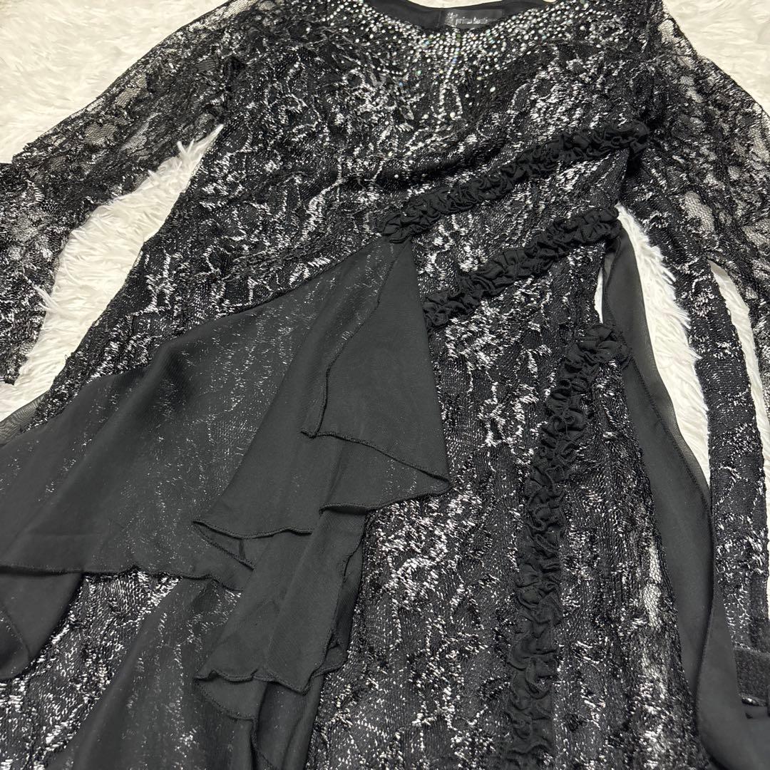 prima boutique 社交ダンス　ワンピース　黒　フリル　レース