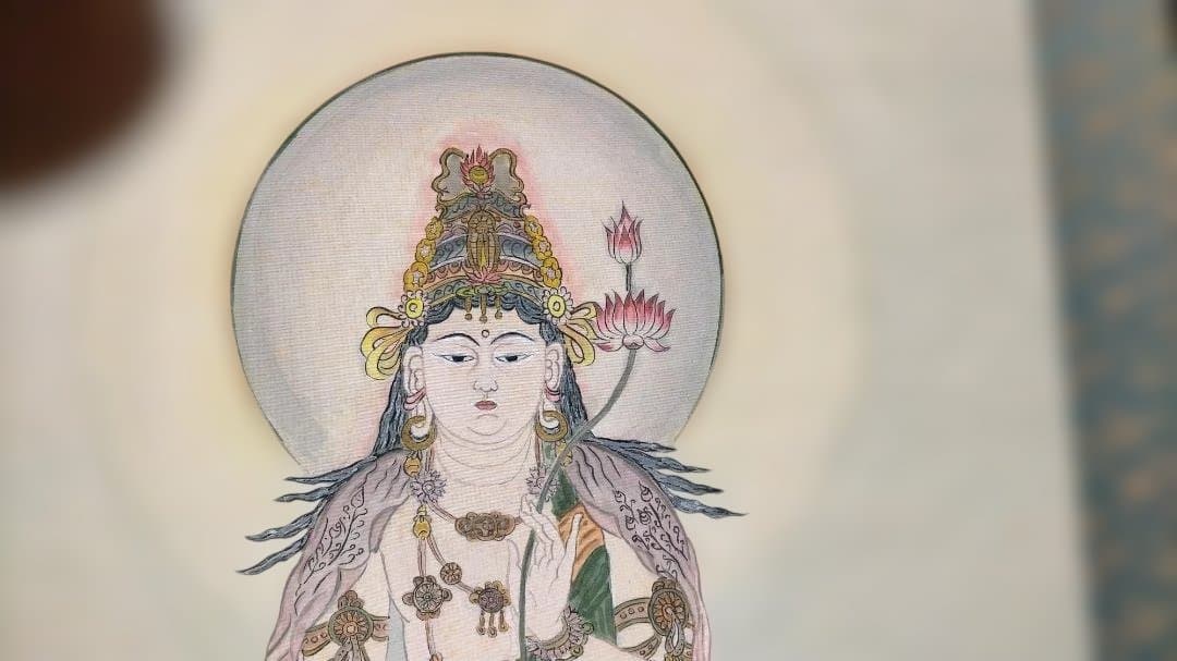 観音菩薩 掛軸 水墨画