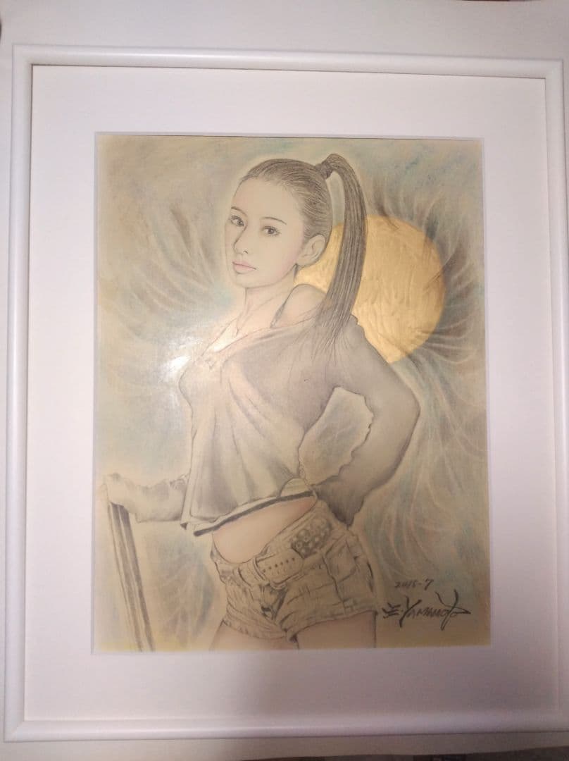 美人画、裸婦、絵画６号、山本英二ホットパンツK、真作、肉筆、高塚省吾、額縁なし。