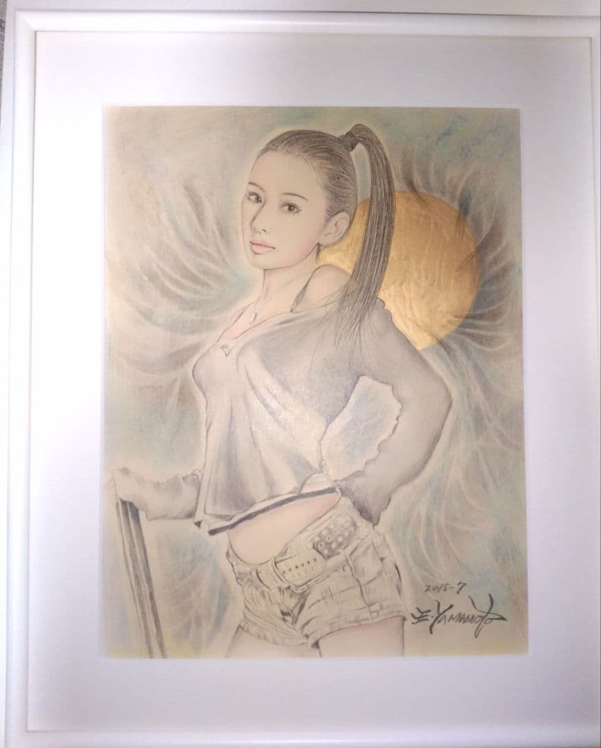 美人画、裸婦、絵画６号、山本英二ホットパンツK、真作、肉筆、高塚省吾、額縁なし。