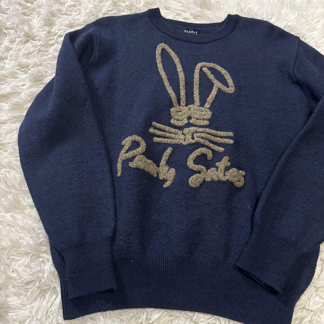 Pearly Gates ウサギ刺繍セーター ネイビー　サイズ1 ゴルフウェア