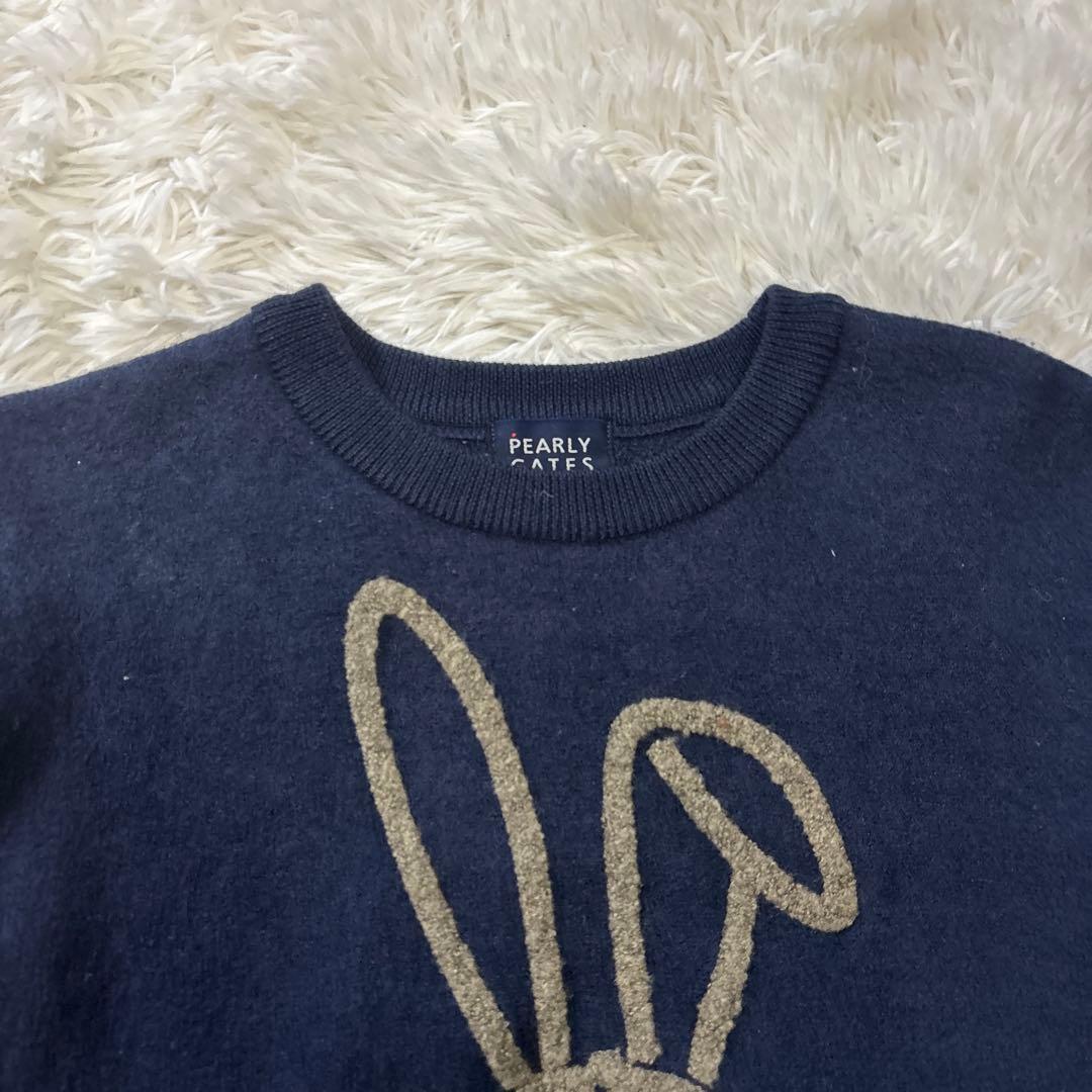 Pearly Gates ウサギ刺繍セーター ネイビー　サイズ1 ゴルフウェア