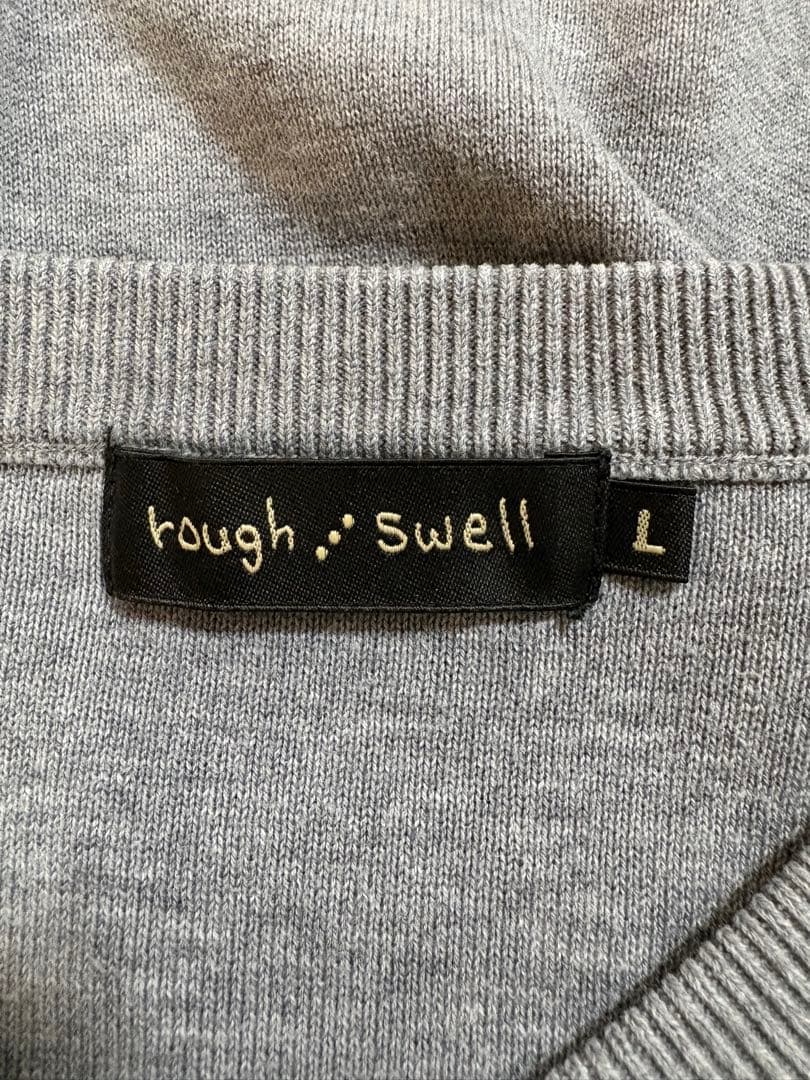 ROUGH AND SWELL グレー Ｖネック薄手セーター
