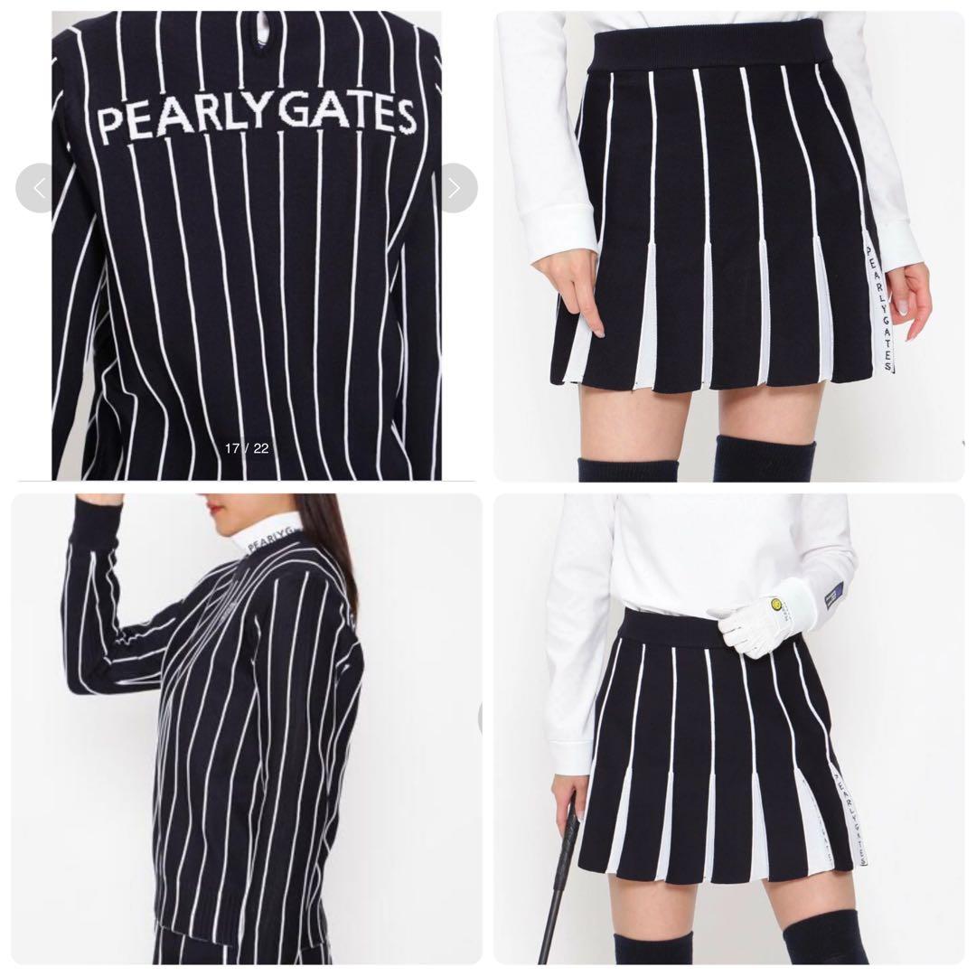 極美品　パーリーゲイツ　近年　セットアップ 　ストライプ　プリーツ　スカート
