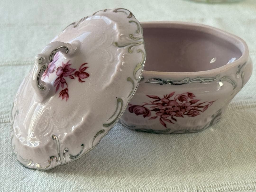 最高級  Dux チェコ製 ピンク磁器 豪華3点 完品