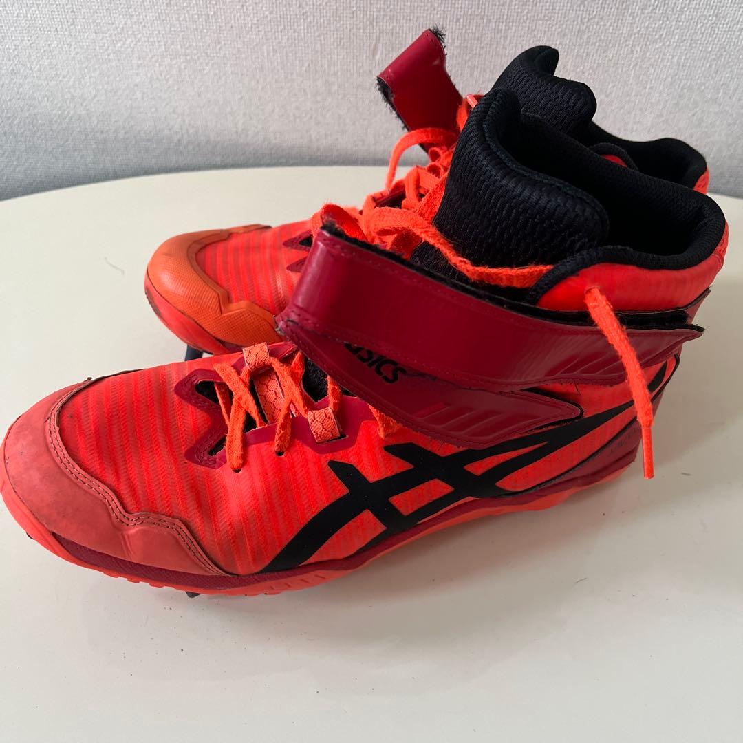 asics ハイカットスパイクシューズ 右投げ用27.5 オレンジ
