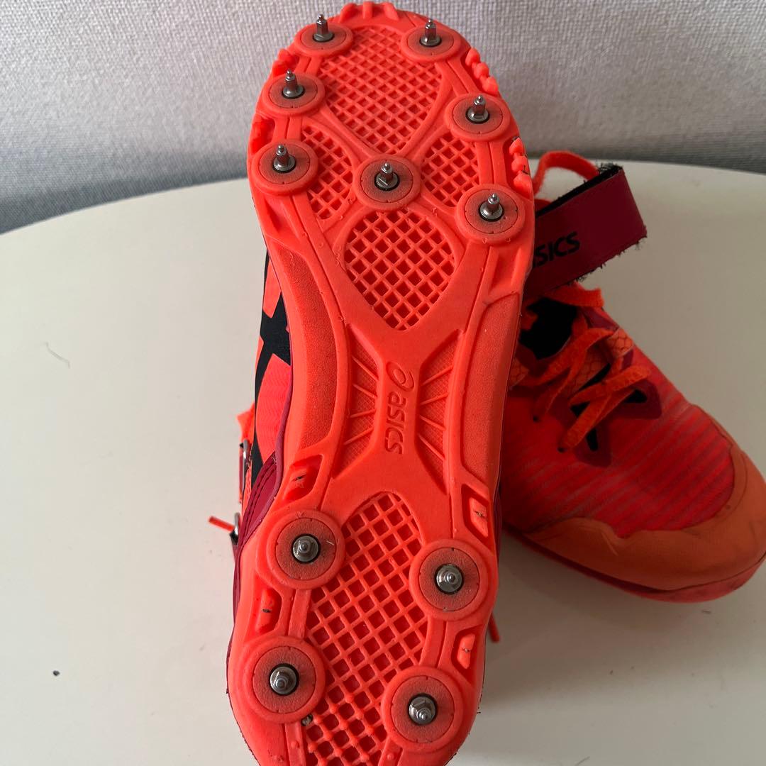 asics ハイカットスパイクシューズ 右投げ用27.5 オレンジ