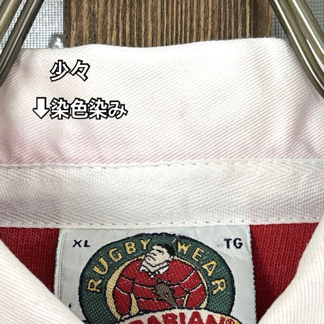 90s カナダ製　BARBARIAN ラガーシャツ　XL フェードレッド　刺繍