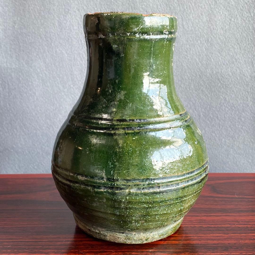 緑釉小壷　出土品　奈良時代〜平安時代　骨董品