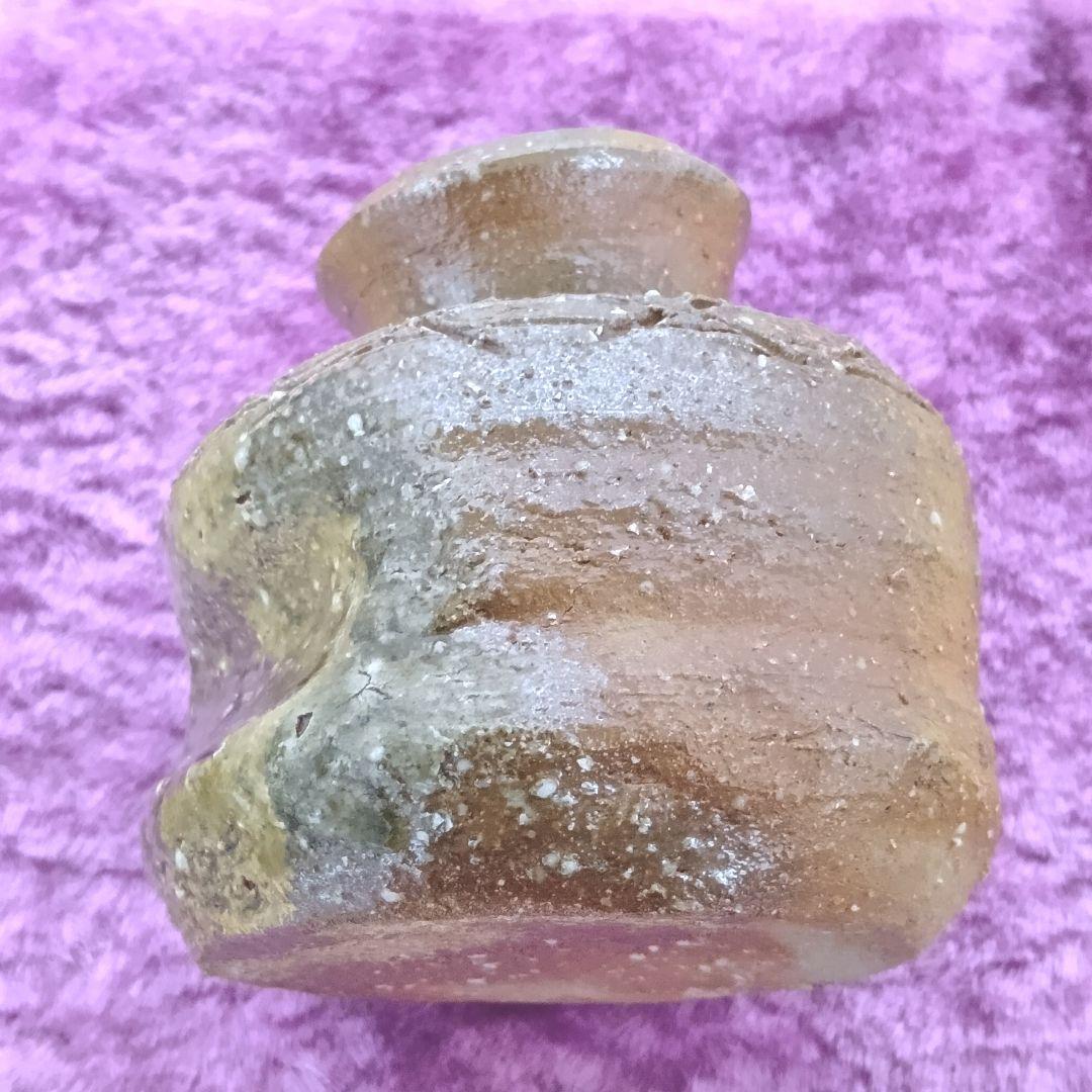 骨董品 信楽焼 蹲 花入 瑞峯造 共箱付 杉本瑞峯 茶道具 壁掛け花器 檜垣文