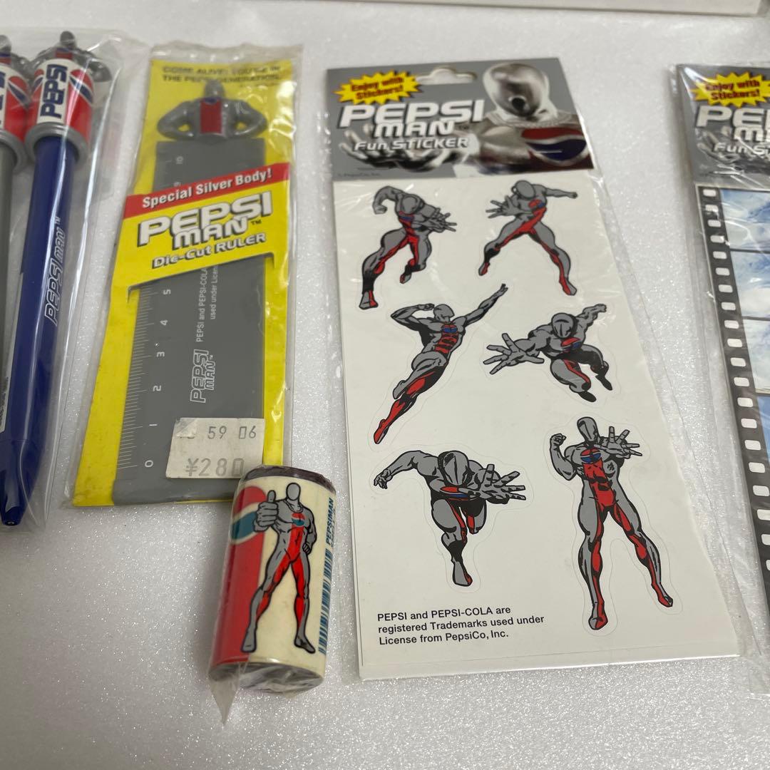 新品未使用 ペプシマン ノート 定規 ペン 消しゴム シール セット レア