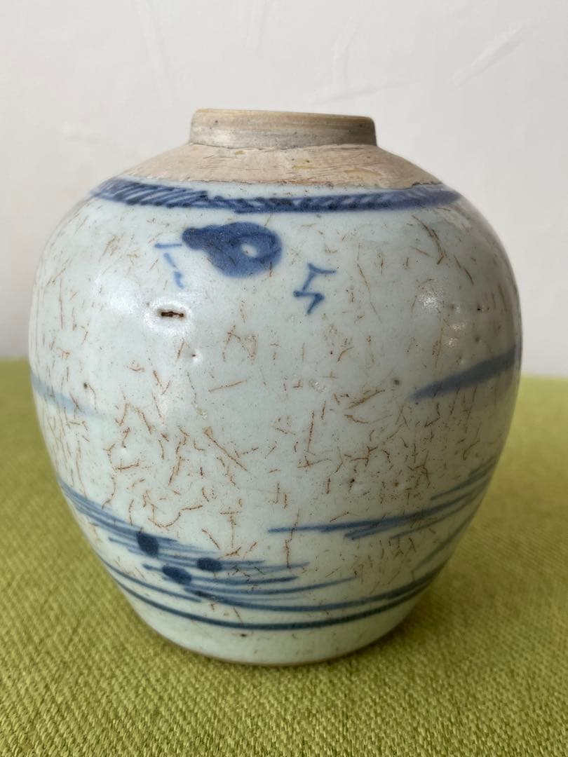 染付山水文壺　生姜壺　唐物　古美術　骨董