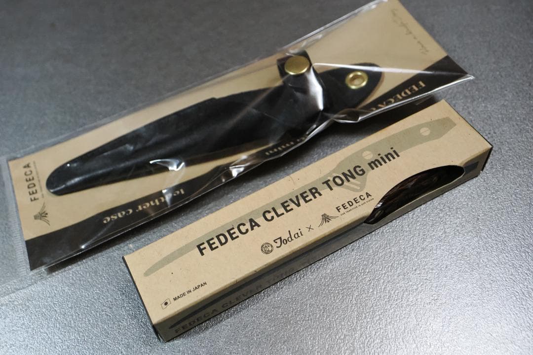 新品 定価8690円 フェデカ トング ミニ 名栗ブラウン 純正革ケースセット