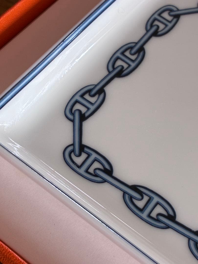 正規品　エルメス シェーヌダンクル　スクエアプレート　トレイ　皿　箱付
