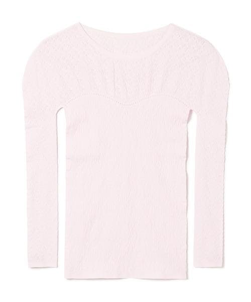 【新品】フェアリーレース長袖トップ ピンクM/ノーソーイングニット