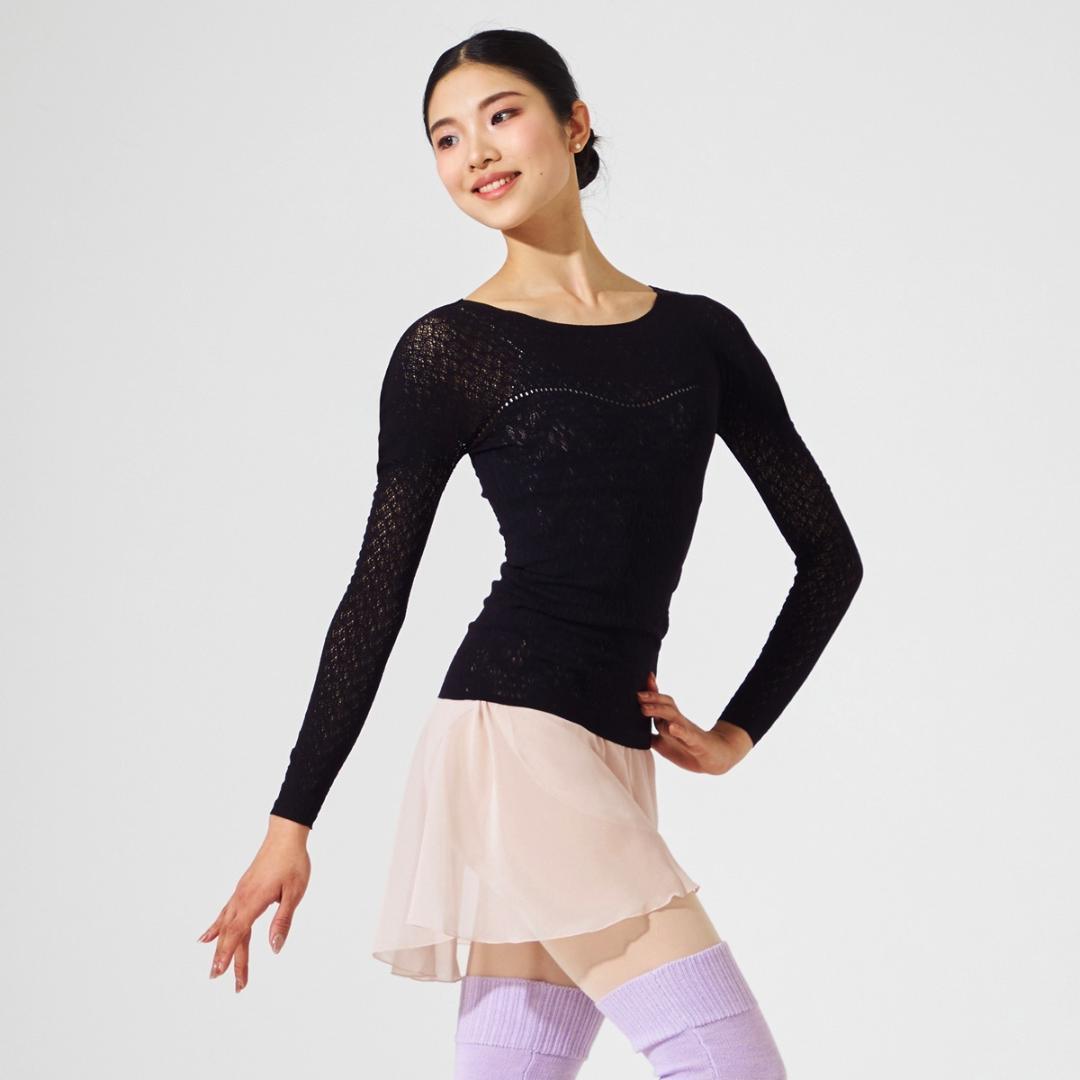 【新品】フェアリーレース長袖トップ ピンクM/ノーソーイングニット
