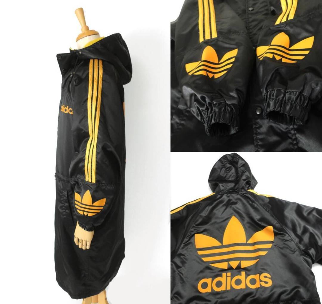 80s　デサント製 adidas　裏ボア ベンチコート ビッグトレフォイル