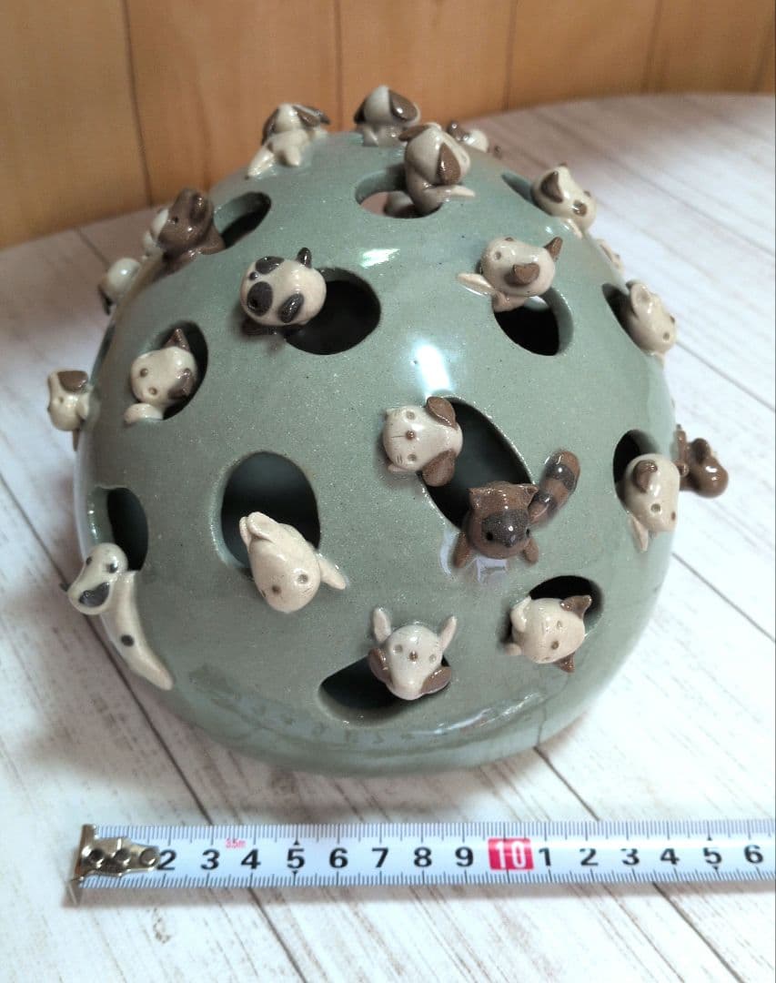 陶器置物　インテリア置物　花挿　動物陶器　犬　パンダ　猿　うさぎ　たぬき　熊　猫