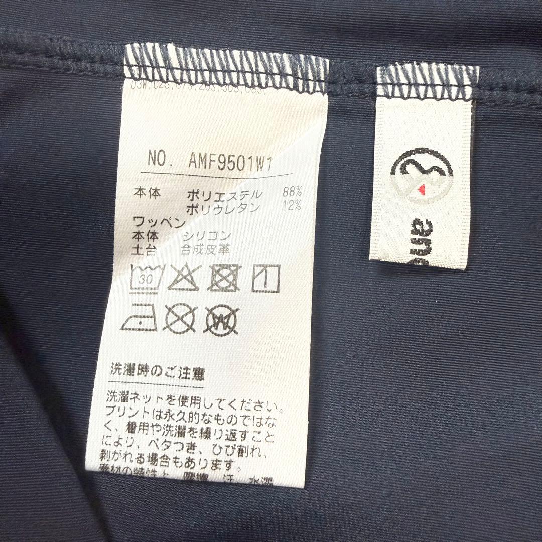 アンパスィ メンズウェア モックネック 半袖シャツ LL 赤 紺 ロゴ プリント