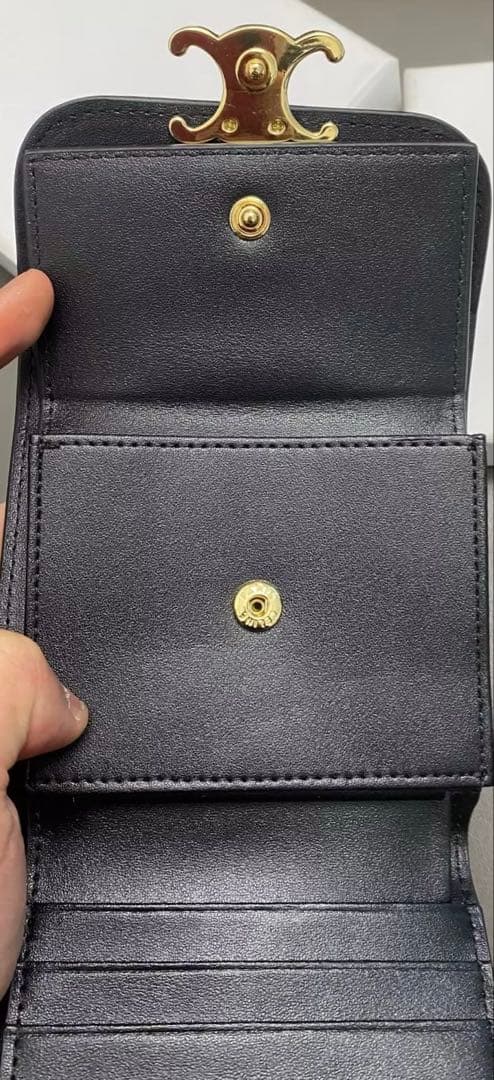 CELINE コンパクトウォレット トリオンフ ブラック ゴールド ミニ財布