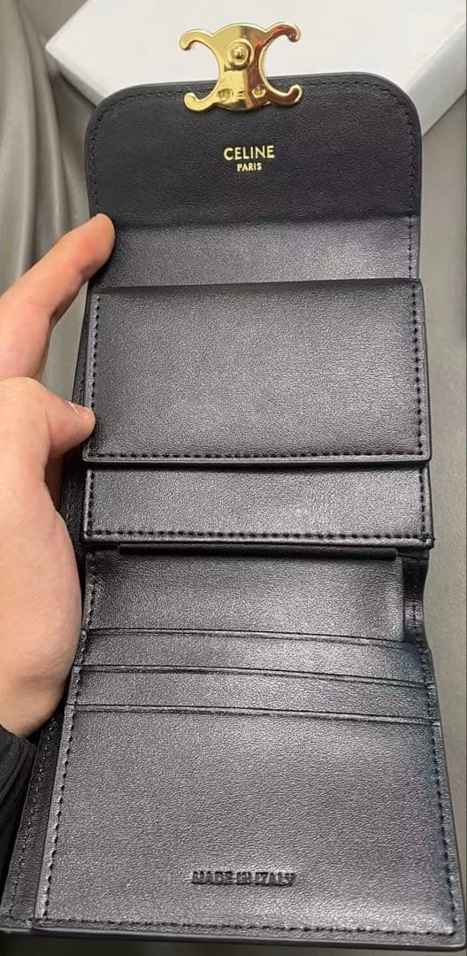 CELINE コンパクトウォレット トリオンフ ブラック ゴールド ミニ財布