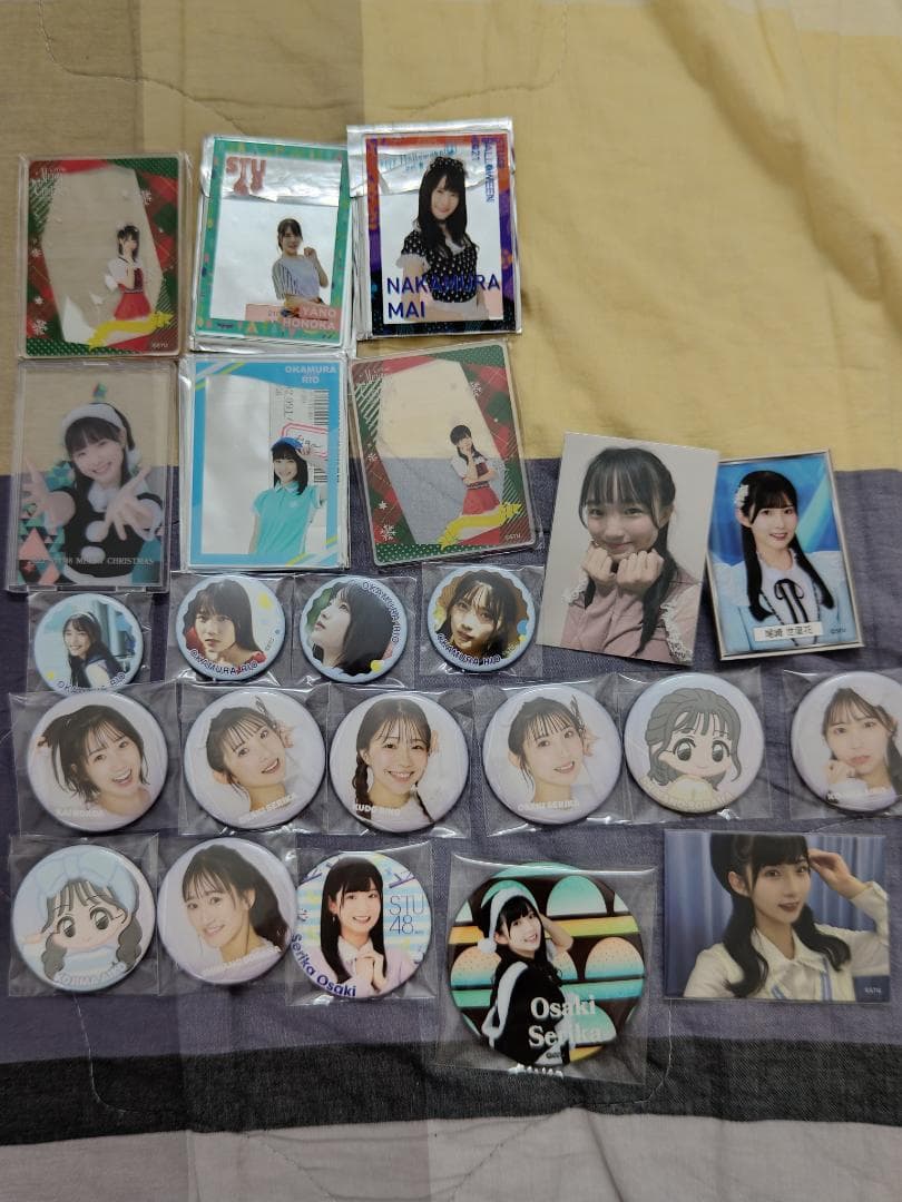 STU48尾崎世里花 新井梨杏 岡村梨央 大量生写真 缶バッジ アクリルスタンド