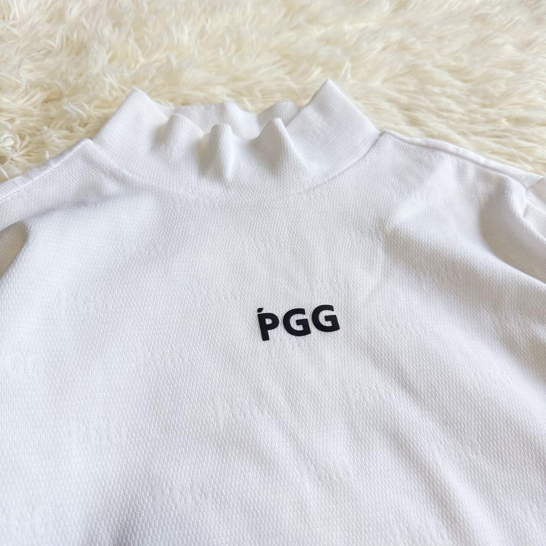 【PGG】美品 モックネック 総柄 ホワイト 1サイズ レディース M 長袖