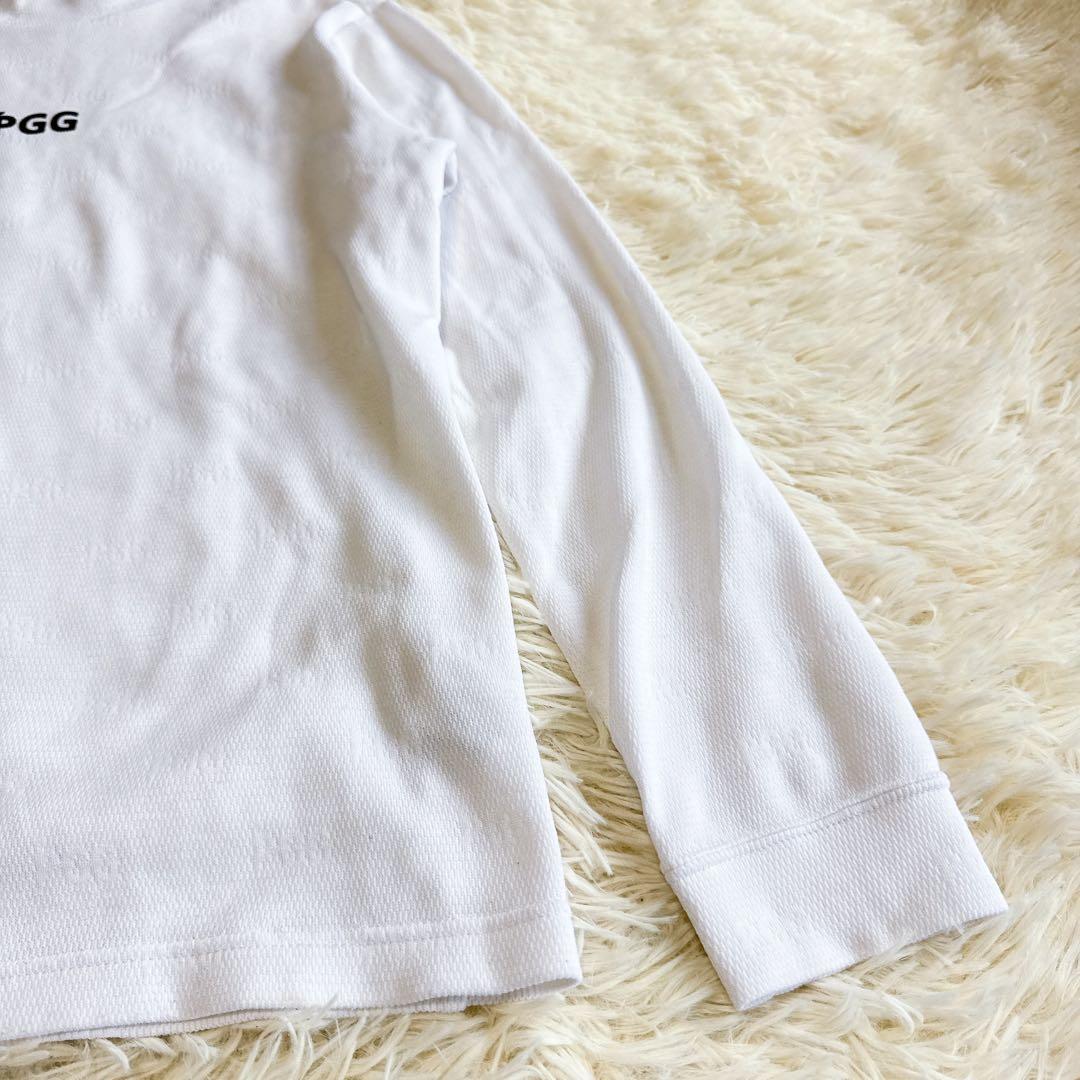 【PGG】美品 モックネック 総柄 ホワイト 1サイズ レディース M 長袖